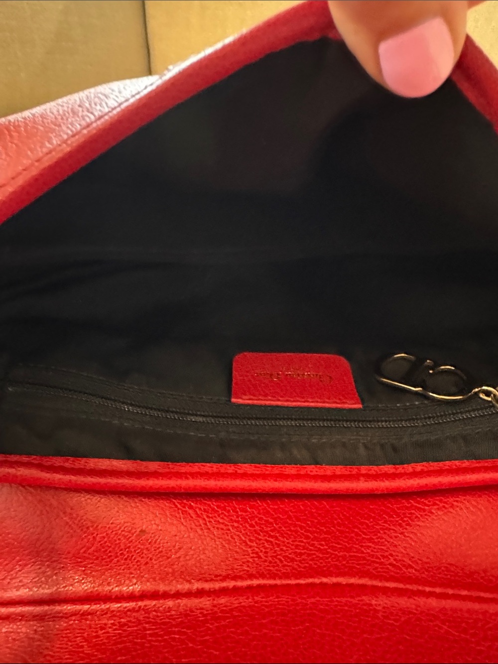 Authentic Christian Dior Vintage Red Leather Saddle Bag Gold Hardware w/ COA Y2K - Picture 11 of 17